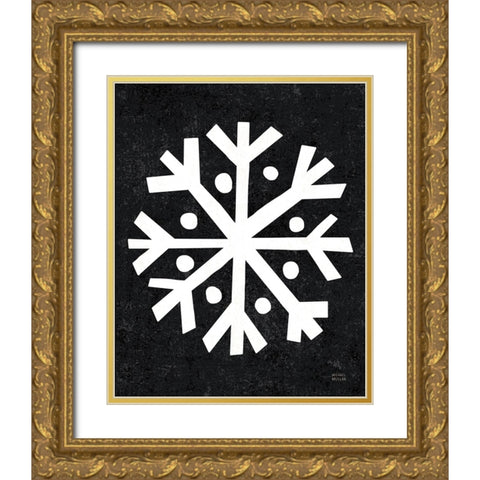 Christmas Whimsy Snowflake Gold Ornate Wood Framed Art Print with Double Matting by Mullan, Michael