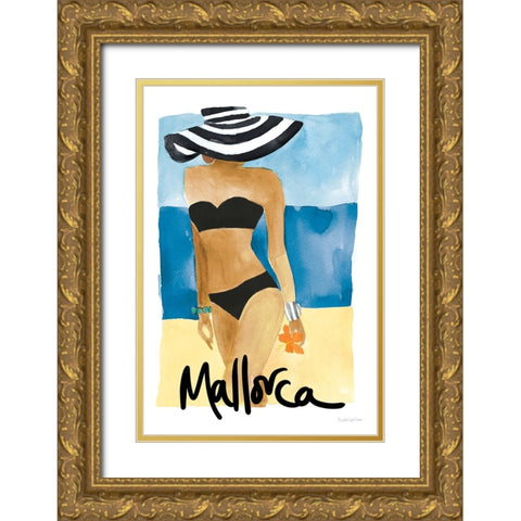 Mallorca Girl Gold Ornate Wood Framed Art Print with Double Matting by Charro, Mercedes Lopez