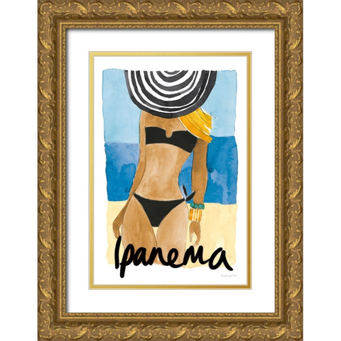 Ipanema Girl Gold Ornate Wood Framed Art Print with Double Matting by Charro, Mercedes Lopez