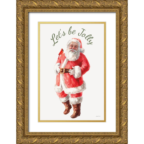 Jolly Santa Gold Ornate Wood Framed Art Print with Double Matting by Nai, Danhui