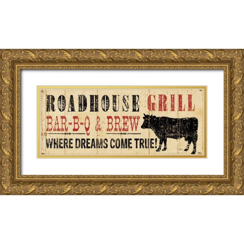 Roadhouse Grill Gold Ornate Wood Framed Art Print with Double Matting by Pela Studio