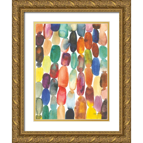 Orbs I Gold Ornate Wood Framed Art Print with Double Matting by Warrick, Cheryl