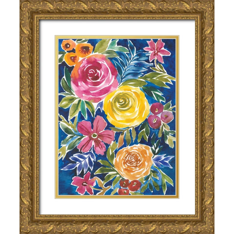 Flower Patch I Gold Ornate Wood Framed Art Print with Double Matting by Warrick, Cheryl