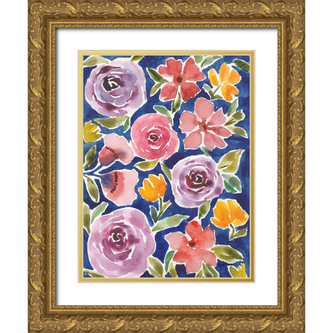 Flower Patch III Gold Ornate Wood Framed Art Print with Double Matting by Warrick, Cheryl