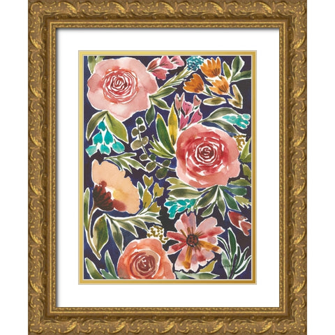 Flower Patch IV Gold Ornate Wood Framed Art Print with Double Matting by Warrick, Cheryl