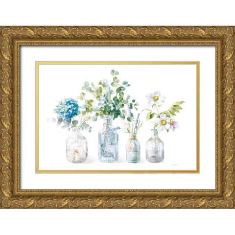 Beach Flowers I no coral Gold Ornate Wood Framed Art Print with Double Matting by Nai, Danhui
