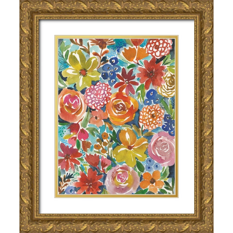 Petal Play V Gold Ornate Wood Framed Art Print with Double Matting by Warrick, Cheryl