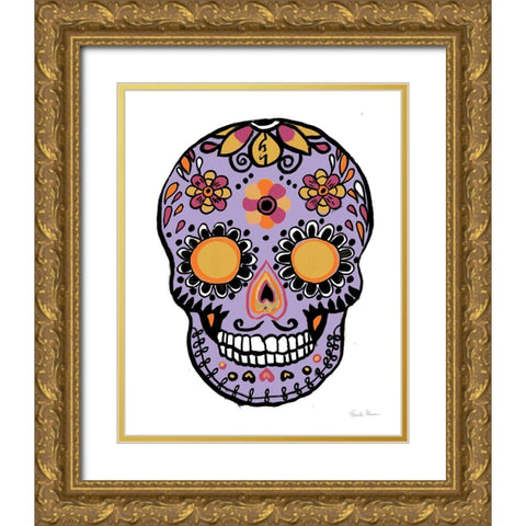 Homage to Frida III Marigold Gold Ornate Wood Framed Art Print with Double Matting by Zaman, Farida