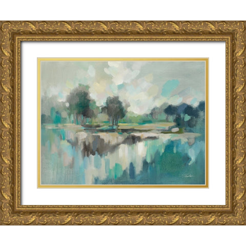 Dreamland with Navy Gold Ornate Wood Framed Art Print with Double Matting by Vassileva, Silvia