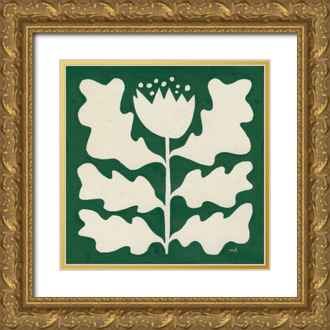 Delighted I Emerald Gold Ornate Wood Framed Art Print with Double Matting by Hershey, Moira