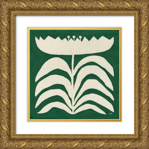Delighted II Emerald Gold Ornate Wood Framed Art Print with Double Matting by Hershey, Moira