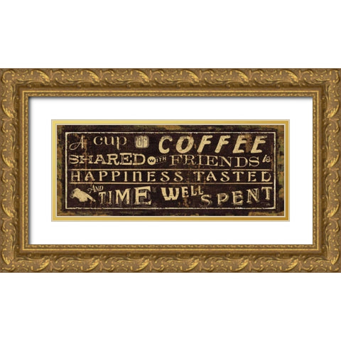 Coffee Quote III Gold Ornate Wood Framed Art Print with Double Matting by Pela Studio