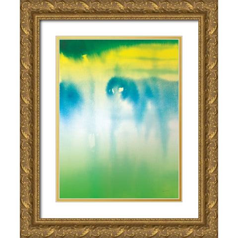 Dip Dye III Bright Gold Ornate Wood Framed Art Print with Double Matting by Schlabach, Sue