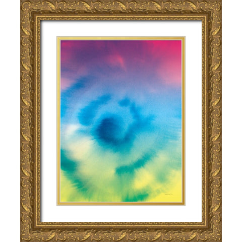 Dip Dye IV Bright Gold Ornate Wood Framed Art Print with Double Matting by Schlabach, Sue