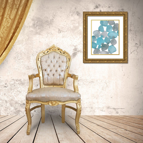 Boho Beautiful I Blue Gold Ornate Wood Framed Art Print with Double Matting by Hershey, Moira