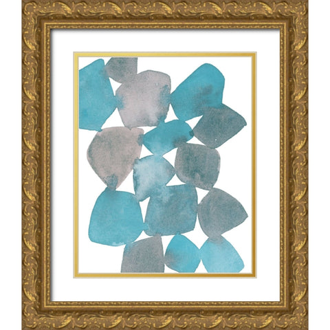 Boho Beautiful II Blue Gold Ornate Wood Framed Art Print with Double Matting by Hershey, Moira