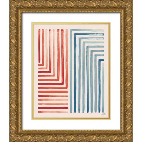 Red and Blue Sunset III Gold Ornate Wood Framed Art Print with Double Matting by Marshall, Laura