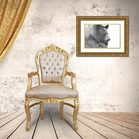 Mountain Bear Gold Ornate Wood Framed Art Print with Double Matting by Larson, Nathan