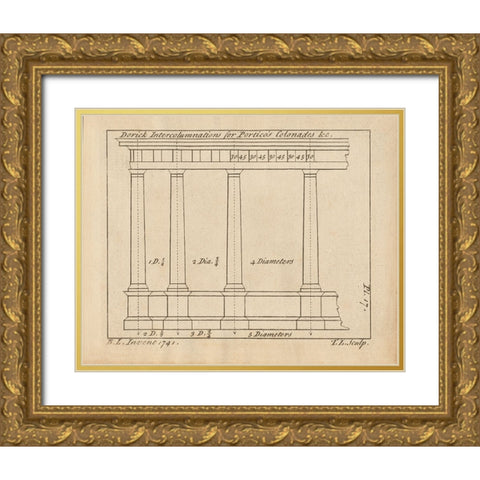 Architectural Drawings V Gold Ornate Wood Framed Art Print with Double Matting by Wild Apple Portfolio