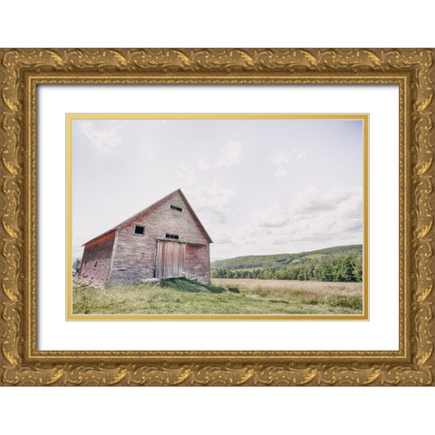 Barn With a View Gold Ornate Wood Framed Art Print with Double Matting by Larson, Nathan