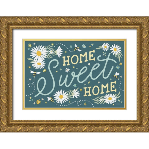 Daisy Garden I Gold Ornate Wood Framed Art Print with Double Matting by Marshall, Laura