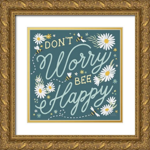 Daisy Garden II Gold Ornate Wood Framed Art Print with Double Matting by Marshall, Laura