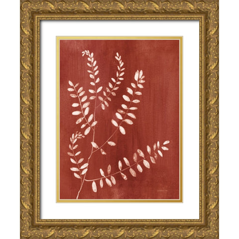 Simple Nature I Burgundy Gold Ornate Wood Framed Art Print with Double Matting by Nai, Danhui