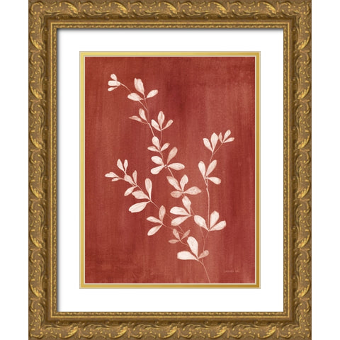 Simple Nature II Burgundy Gold Ornate Wood Framed Art Print with Double Matting by Nai, Danhui