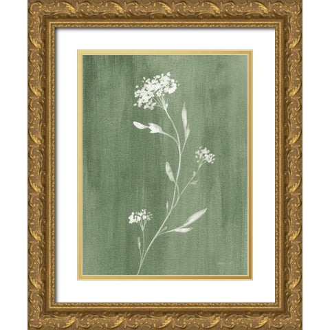 Simple Nature IV Sage Gold Ornate Wood Framed Art Print with Double Matting by Nai, Danhui