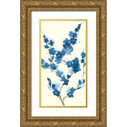 Blue Branch II v2 Crop Gold Ornate Wood Framed Art Print with Double Matting by Paschke, Chris