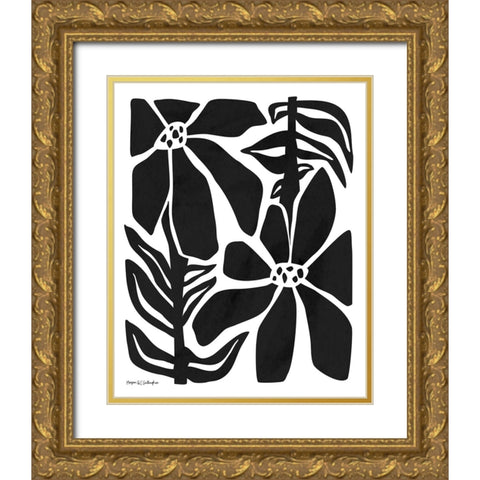 Flower Power I BW Gold Ornate Wood Framed Art Print with Double Matting by Gallagher, Megan