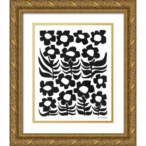 Flower Power III BW Gold Ornate Wood Framed Art Print with Double Matting by Gallagher, Megan
