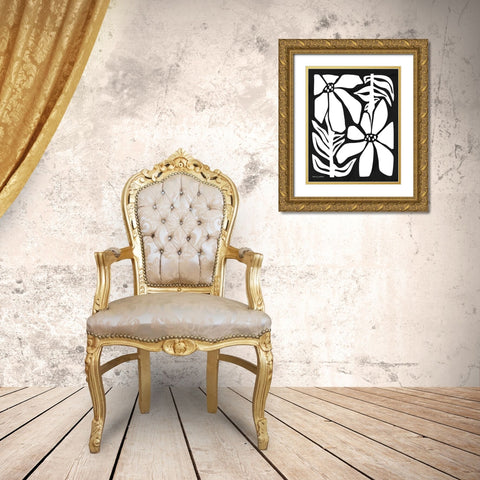 Flower Power I WB Gold Ornate Wood Framed Art Print with Double Matting by Gallagher, Megan