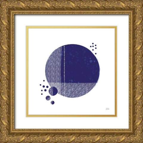 Tribeca I Indigo Gold Ornate Wood Framed Art Print with Double Matting by Averinos, Melissa