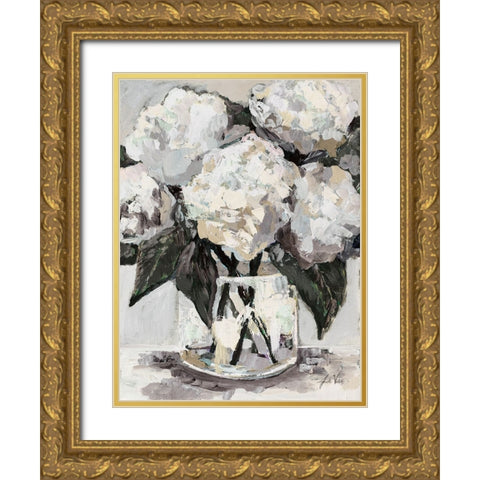 Beach House Bouquet Neutral Gold Ornate Wood Framed Art Print with Double Matting by Vertentes, Jeanette