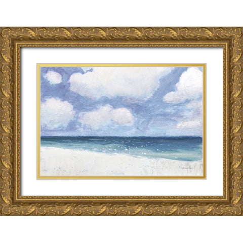 Seascape IV Blue Crop Gold Ornate Wood Framed Art Print with Double Matting by Wiens, James