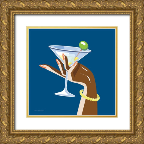 Cocktail Time I Sq Gold Ornate Wood Framed Art Print with Double Matting by Escalante, Omar
