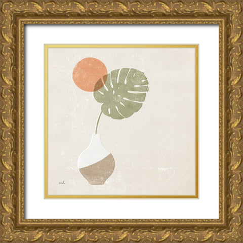 Sun Palm I Sq Gold Ornate Wood Framed Art Print with Double Matting by Hershey, Moira