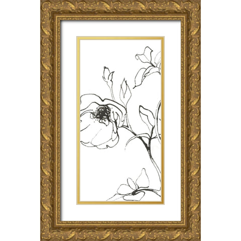 Sketch of Roses Panel I Gold Ornate Wood Framed Art Print with Double Matting by Novak, Shirley