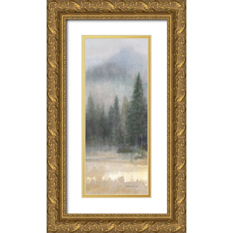 Misty Pines Panel I Gold Ornate Wood Framed Art Print with Double Matting by Nai, Danhui