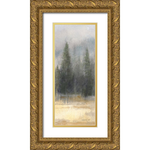 Misty Pines Panel II Gold Ornate Wood Framed Art Print with Double Matting by Nai, Danhui