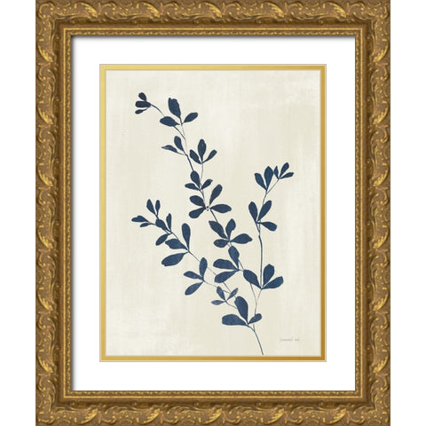 Simple Nature II Indigo Cream Gold Ornate Wood Framed Art Print with Double Matting by Nai, Danhui