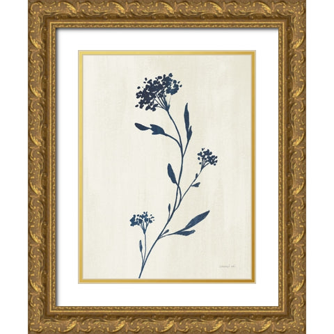 Simple Nature IV Indigo Cream Gold Ornate Wood Framed Art Print with Double Matting by Nai, Danhui