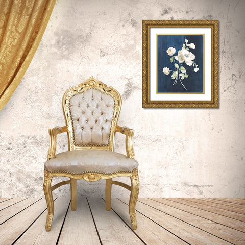 White Florals of Summer III Gold Ornate Wood Framed Art Print with Double Matting by Nai, Danhui