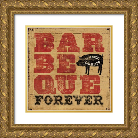 Barbeque Forever Gold Ornate Wood Framed Art Print with Double Matting by Pela Studio