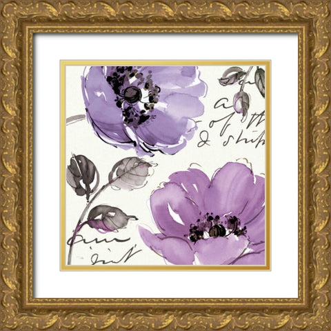 Floral Waltz Plum II Gold Ornate Wood Framed Art Print with Double Matting by Pela Studio