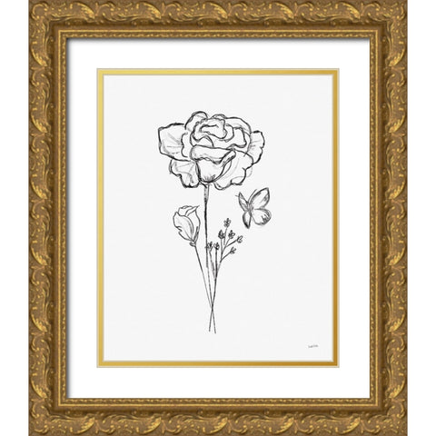 Among Wildflowers II Gold Ornate Wood Framed Art Print with Double Matting by York, Leah