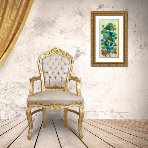 Green Branches I Gold Ornate Wood Framed Art Print with Double Matting by Vassileva, Silvia