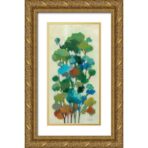Green Branches I Gold Ornate Wood Framed Art Print with Double Matting by Vassileva, Silvia