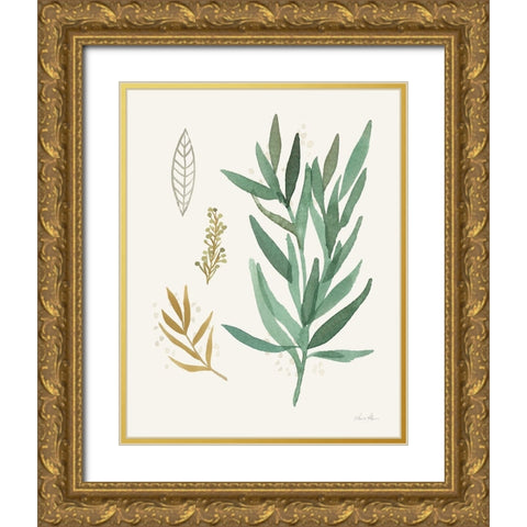 Leaf and Stem IV Gold Ornate Wood Framed Art Print with Double Matting by Horn, Laura
